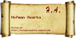 Hofman Avarka névjegykártya